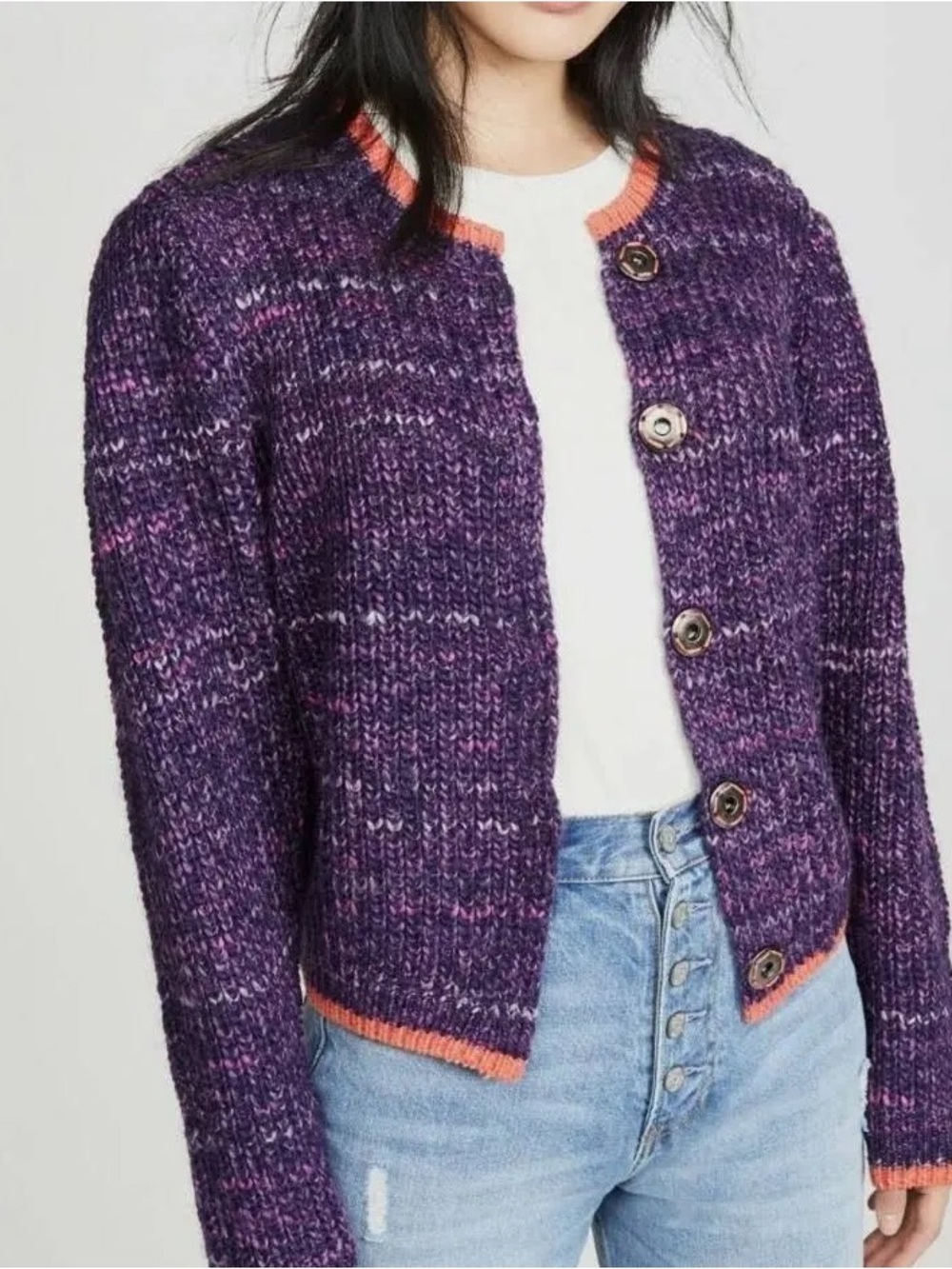 Free People Walk on By Purple Cardigan